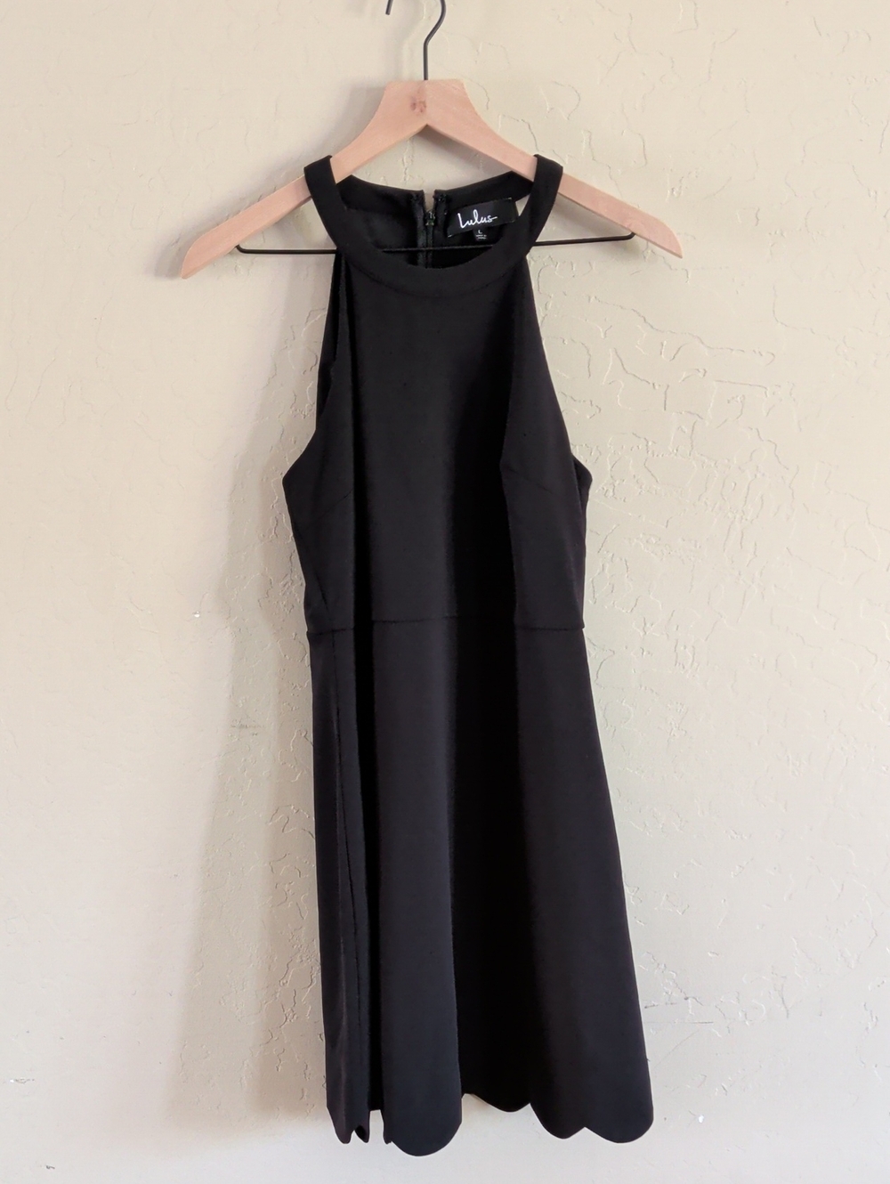 Lulu's Black Halter Scallop Hem Dress